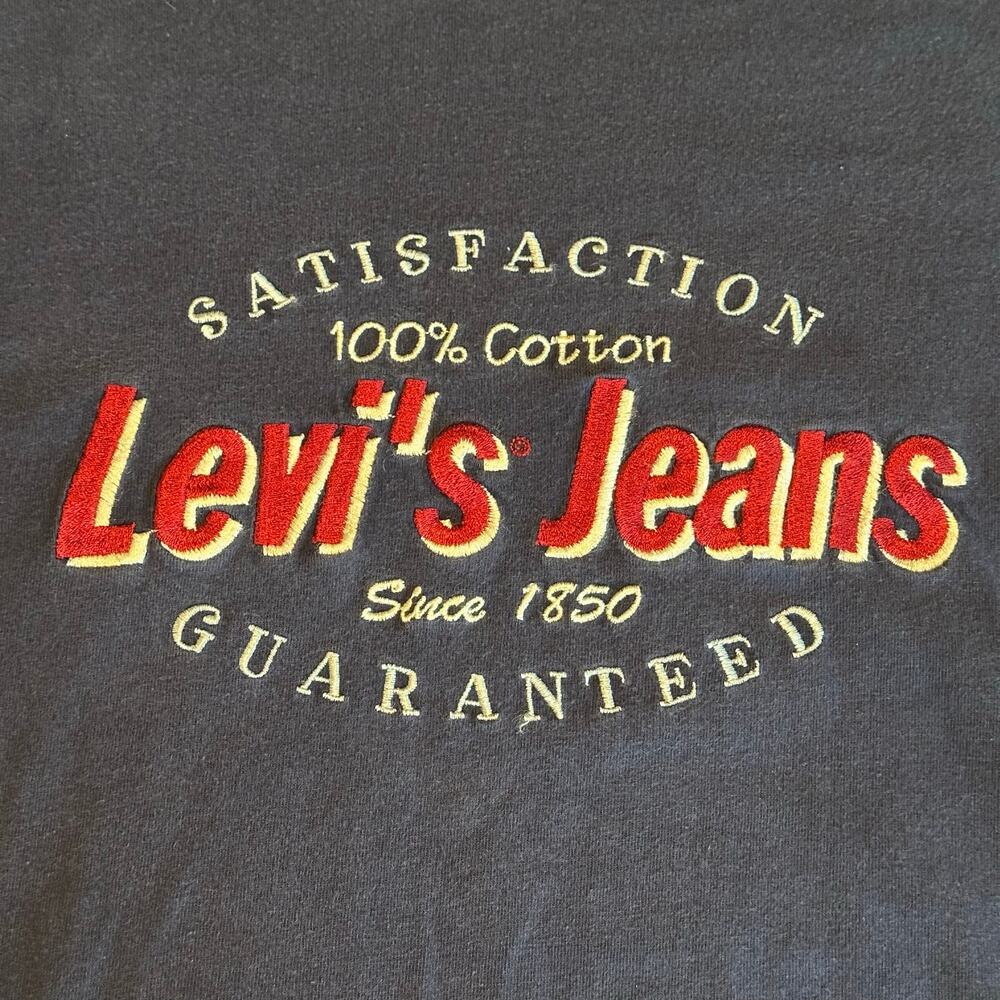 Vintage Levi’s Jeans For Women Embroidered Long Sleeve T-Shirt Navy Size L - Picture 3 of 6